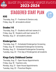 Staggered start schedule for 2023-2024 school year